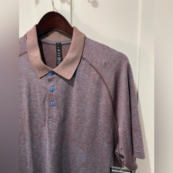 Lululemon Metal Vent Tech Polo Shirt 2.0 Date Brown / Blue Nile- XL NWT - Picture 3 of 4